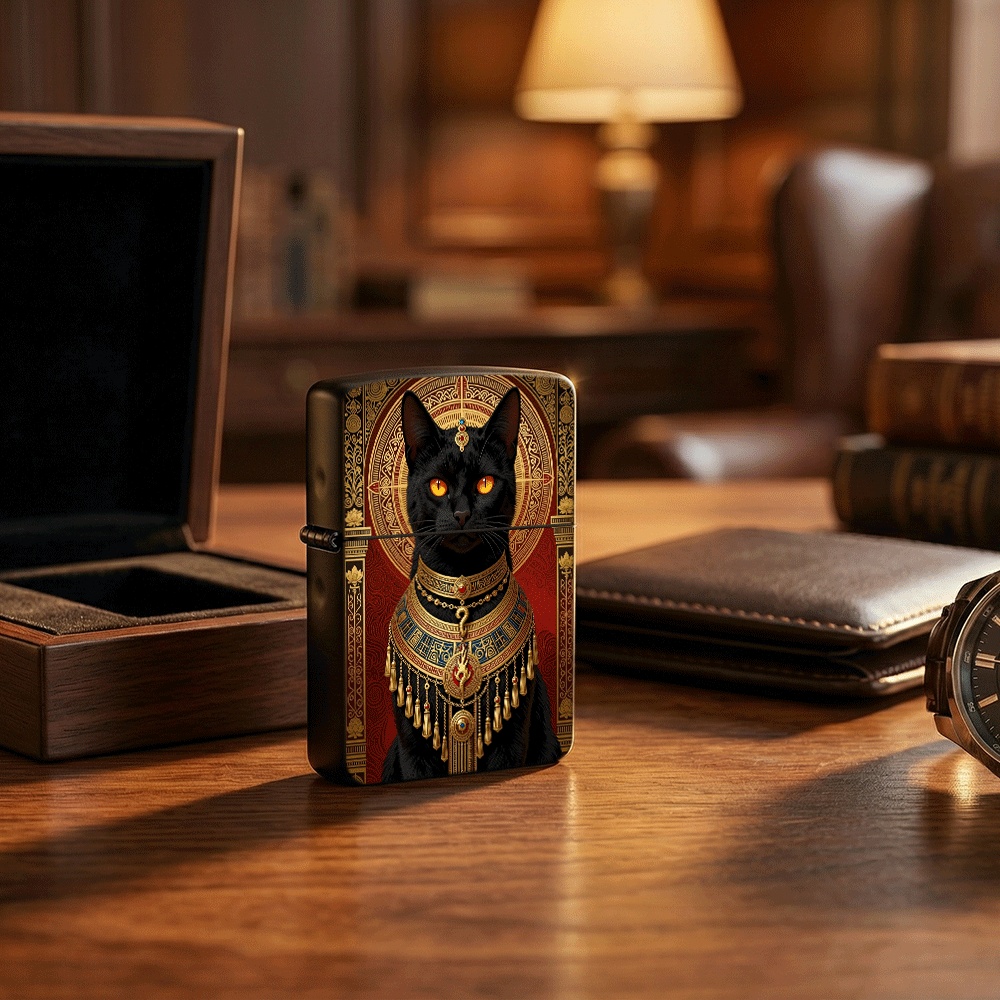 Vintage Collectible Lighters - ولاعة قابلة للطي بتصميم القط الأسود