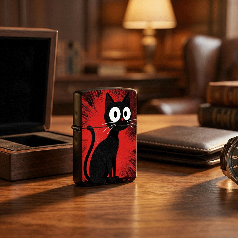 Vintage Collectible Lighters - ولاعة قابلة للطي بتصميم قطة سوداء