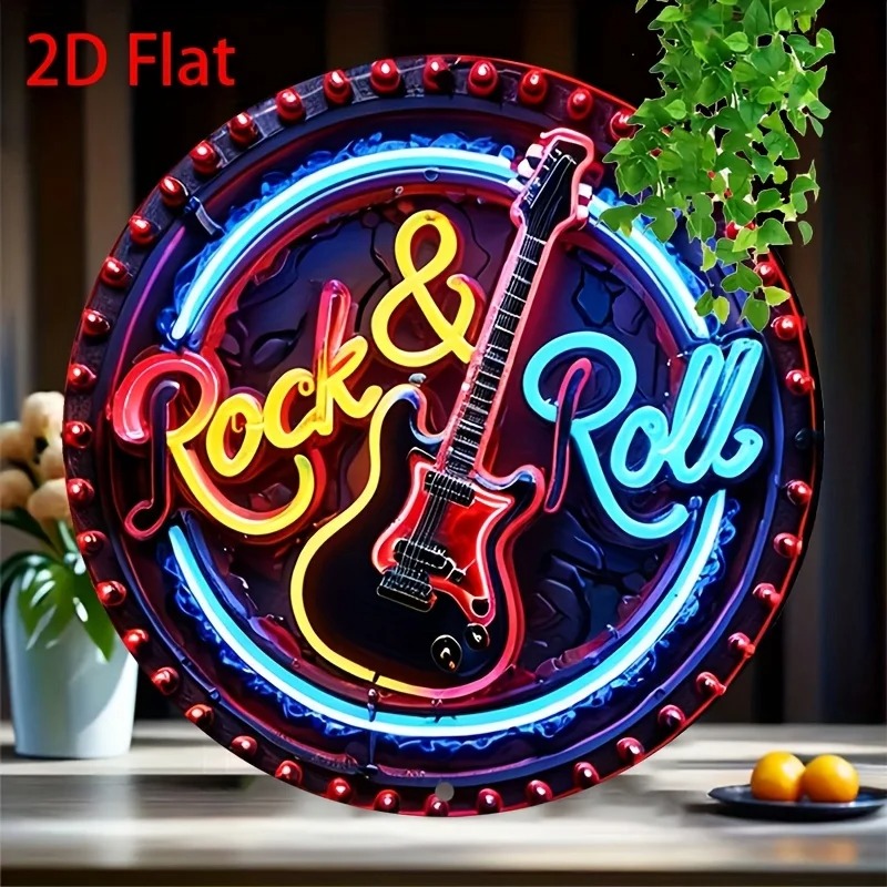 Vintage Collectible Plates - لافتة نيون بتصميم روك عتيق، زخرفة